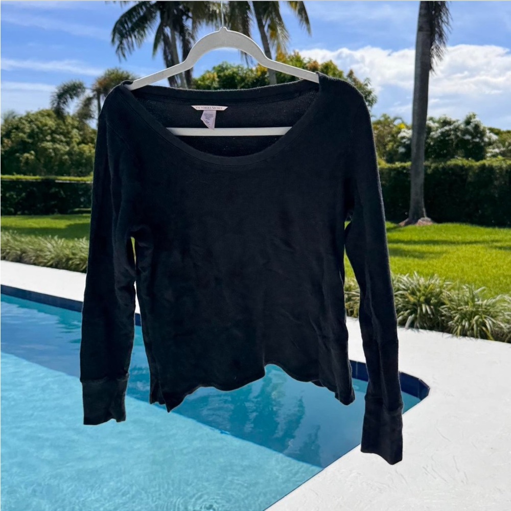 Victoria's Secret Black Long Sleeve Crop Top